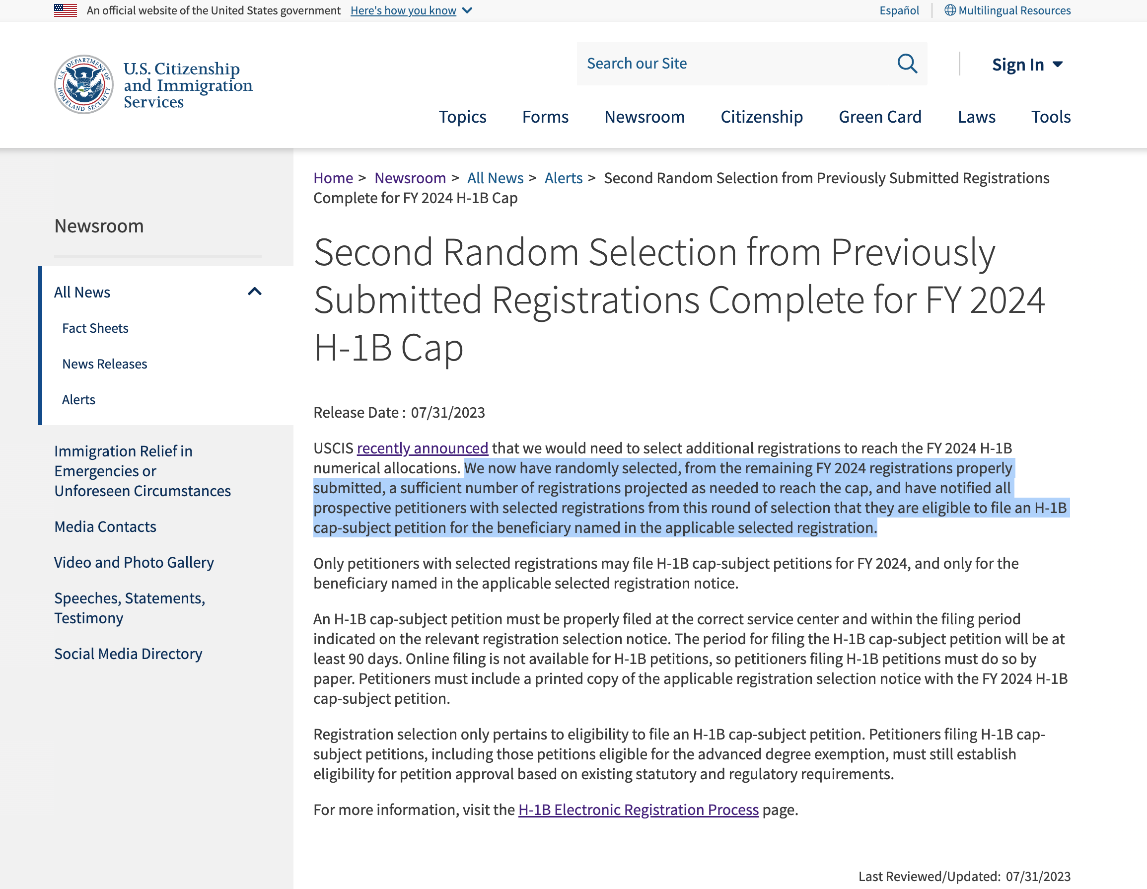 H1B Second Lottery 2024 Results Released CPT Options